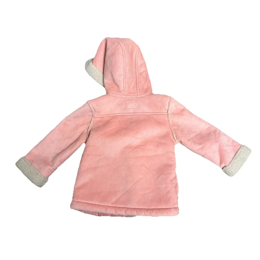 Old Navy Pink Faux Suede Sherpa Lined‎ Toggle Coat Jacket 18-24 Months Excellent